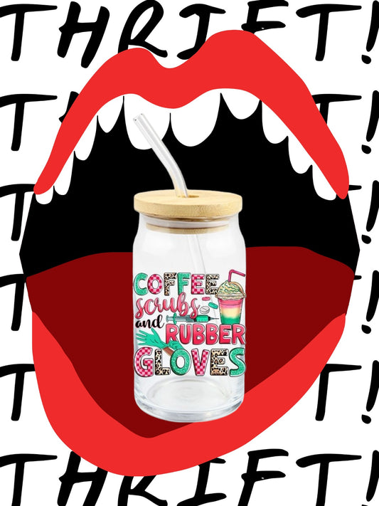 Coffee, scrubs & rubber gloves